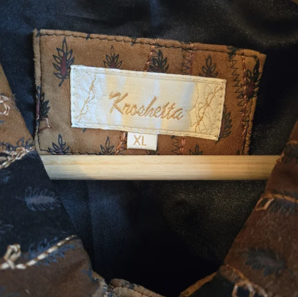 Patchwork Leather Jacket with Button Closure VINTAGE - Picture 3 of 6